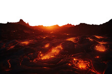 Fire Alien Planet. Transparent PNG.  Lava River. Surface Of The Sun.