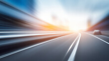 Speed Motion Blur Background. Fast Traffic On A Highway