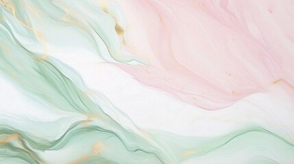 Poster - Generative AI : Marble Blush Pink and Light Green liquid watercolor background with gold wave pattern. Dusty Blush Pink emerald alcohol ink drawing effect with golden stains. Vector illustration of fl