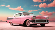 Retro Classic Pink Car Wallpaper.