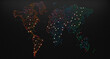 Ilustración 3d y concepto de logística internacional de acuerdos y negocios internacionales. Redes y empresas de todo el mundo.Mapa mundial y networking.