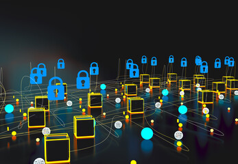Wall Mural - estructura de datos y herramientas de información para redes de negocios y ciberseguridad. análisis 