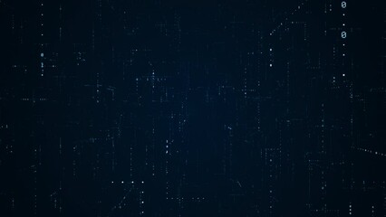 Binary code motion background. Grid, structure of numbers, digits zero and one. FUI, HUD. Seamless loop