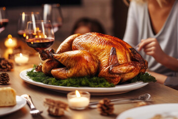 Wall Mural - Thanksgiving red wine roast turkey