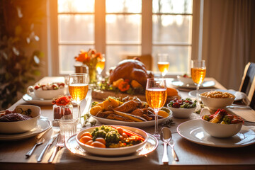  Happy Thanksgiving Day Table, A thanksgiving family celebration at home