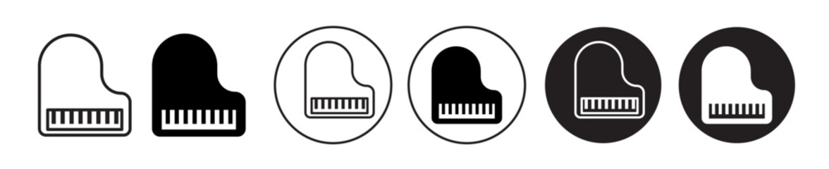 piano icon set. black orchestra musical piano instrument vector symbol.