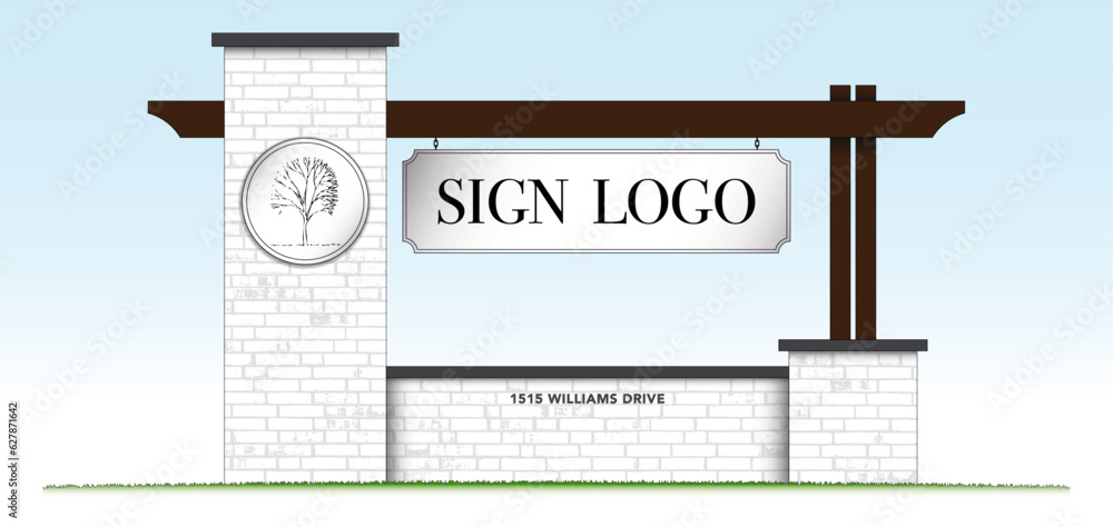 Painted brick architectural monument sign blank