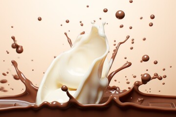 Wall Mural - Appetizing liquid chocolate. Background with selective focus and copy space