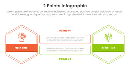 versus or compare and comparison concept for infographic template banner with honeycomb shape and rectangle shape description with two point list information