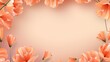 Frame made of beautiful gladiolus on soft beige background, Bright color