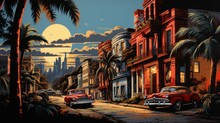 Havana Nights: A Captivating Nightlife Illustration, Generative Ai