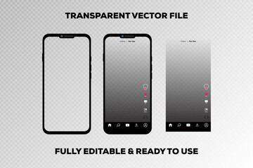 Poster - TikTok interface with Mobile Phone Smartphone Camera Mockup, TikTok app UI interface and Mobile phone screen with camera
