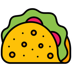 Wall Mural - tacos outline color icon