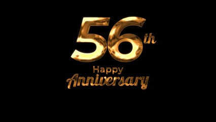 Wall Mural - Animated text happy anniversary  56th gold 4K, birthday, celebration, moment, gold moment