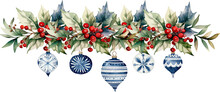 Christmas Wreath Garland With Balls Decoration Ornament Vector Illustration