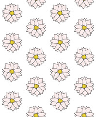 Wall Mural - Vector seamless pattern of hand drawn doodle sketch colored water lily flower isolated on white background