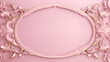 © Odin - Empty classic pink pastel banner, background. Retro vintage style. Old postcard with gold ornament border. Copy space.