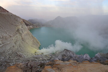 Beautiful view seen from the top of mount Ijen.