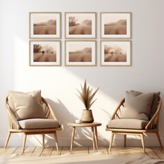 Sticker - Modern living room interior with frames on the wall	