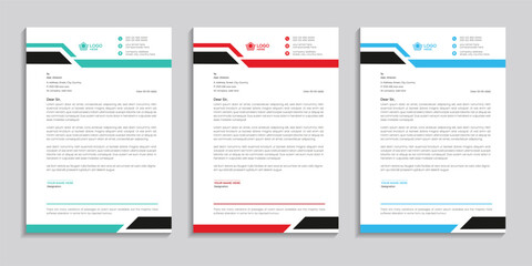 Clean abstract and professional business letterhead template design with color variation. 