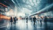 © Virtual Art Studio - Blurred people walking in a modern hall background banner