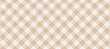 © vika_k - Diagonal gingham seamless pattern. Beige and white vichy background texture. Checkered tweed plaid repeating wallpaper. Natural nude fabric and textile swatch design. Vector backdrop