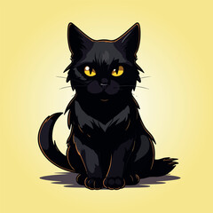 black cat halloween  cartoon vector 2d illustration design