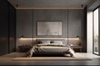 © S A F I Y A - Modern minimalistic bedroom interiour, Generative AI