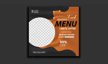 Fast Food Restaurant Business Marketing Social Media Post Or Web Banner Template Design With Abstract Background, Logo And Icon. Fresh Pizza, Burger & Pasta Online Sale Promotion Flyer Or Poster.