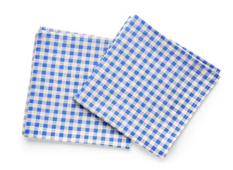 Wall Mural - Checkered clean napkins isolated on white background