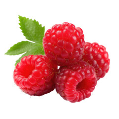 Wall Mural - Delicious raspberry berries isolated on transparent background, png clip art, template for mark fruit flavor on label of product. 