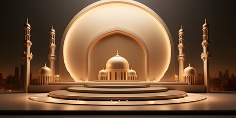 Wall Mural - Islamic Podium, luxury ramadan podium for display product, presentation, stage, base, ai generative