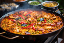 Delicious Traditional Spanish Paella With Seafood