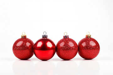 Wall Mural -  Red Christmas balls with decoration