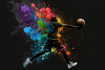 Wall Mural - playing basketball on background