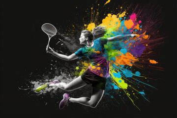 Wall Mural - playing badminton on background