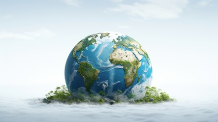 Wall Mural - Earth on White Background, Save the World, Earth day, Environment Day. Generative AI