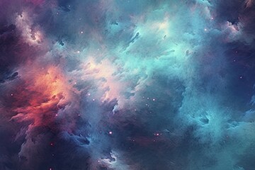 Poster - Dreamy Abstract Vibrant Space Style Universe Astronomy Wallpaper  Generative AI