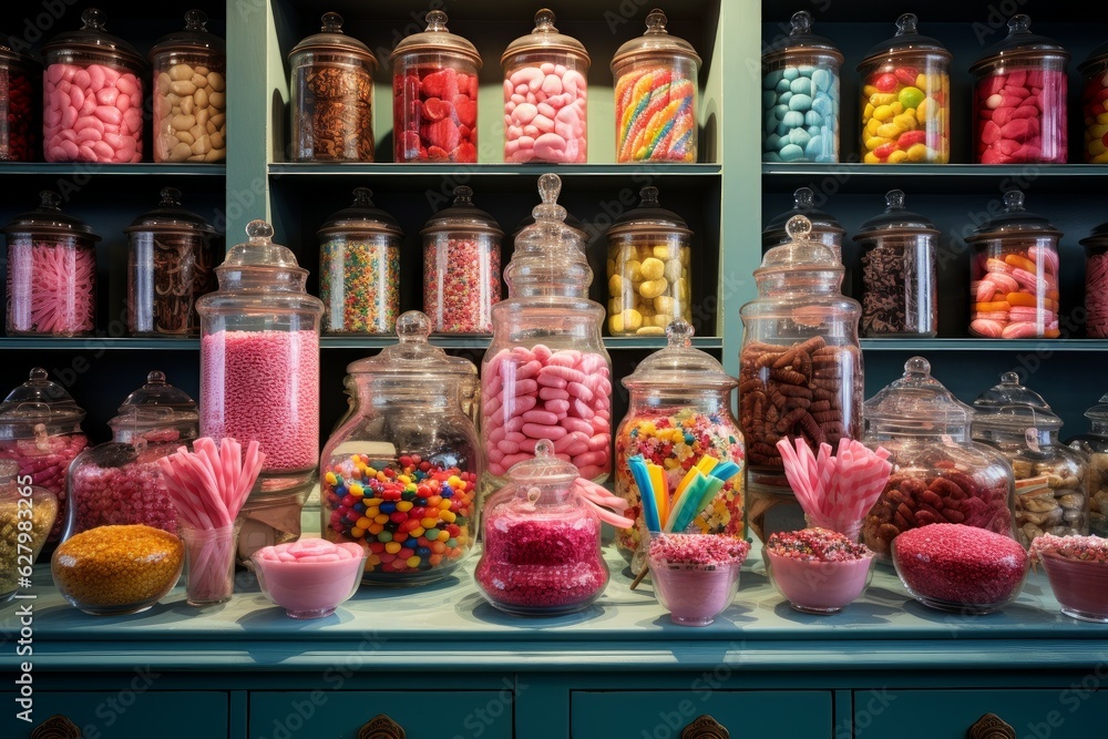 Candy store stack. Generate Ai Stock Photo | Adobe Stock