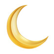 3D Golden Metallic Crescent Moon