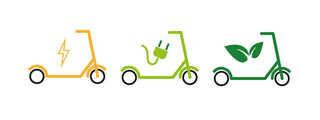 Electric graphic scooter icon isolated on white. illustration of ECO kick transport.
