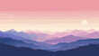 © Dirk - AI generated. Vector illustration. View of an alpine landscape. Simple vector illustration, with meadows and alpine mountains in the background.  soft purple tones