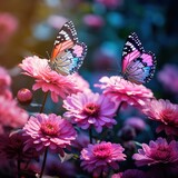Fototapeta Nowy Jork - Close-up of a butterfly on a flower. a large butterfly sitting on green leaves, a beautiful insect in its natural habitat. Generative AI