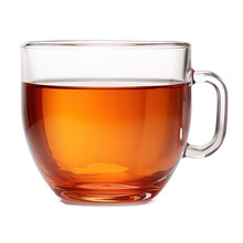 Glass Cup Of Tea Isolated On A White Background With Clipping Path.