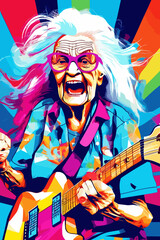 granny rock guitarist going nuts