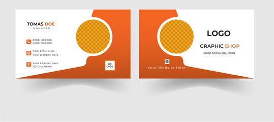 business card layout with orange color