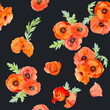 © Elena - Watercolor seamless pattern with hand drawn summer bright red poppy flowers. Isolated on color background. Design for invitations, wedding, love or greeting cards, paper, print, textile