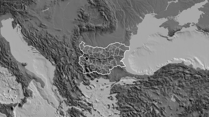  Shape of Bulgaria with regional borders. Bilevel.