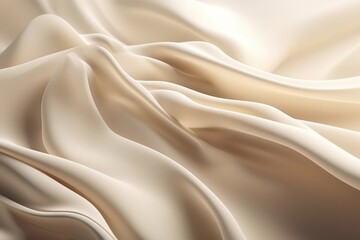 Soft smooth wavy layer of white and beige blowing wavy curtain, generative AI