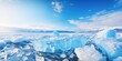 Leinwandbild Motiv Winter landscape with blue ice and heaps of ice floes on Lake Baikal on a sunny frosty day.